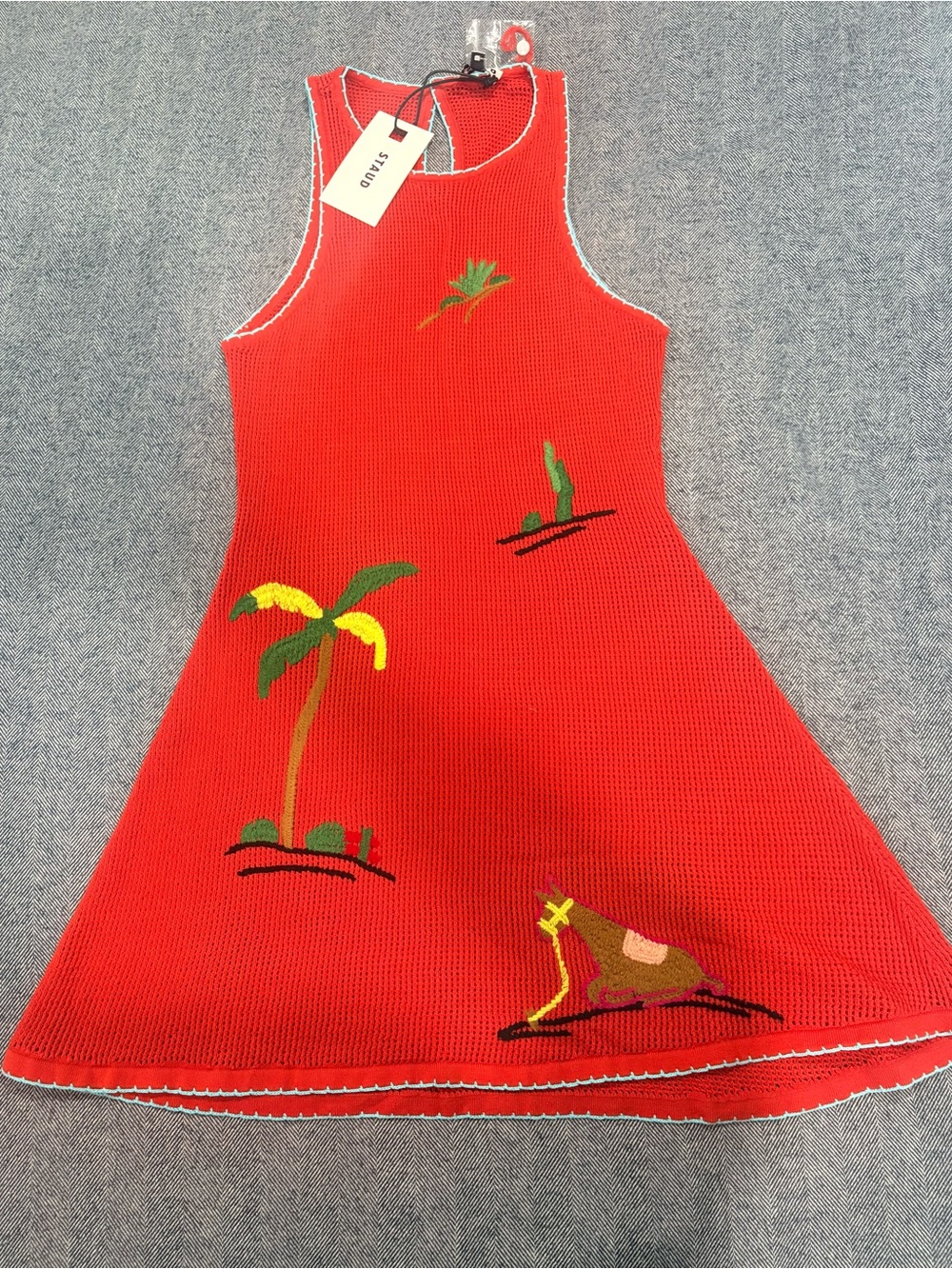Staud Marea Dress Riviera Flame Cover up Dress | color: riviera flame | size: M - Picture 3 of 10